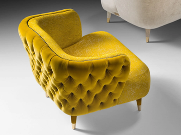 SAVOI - Tufted fabric armchair with armrests by Black Tie - view 3